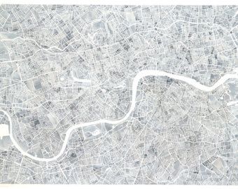 340x270 Boston City Map Original Watercolor 8x10 Modern By Summitridge M - Watercolor City Map