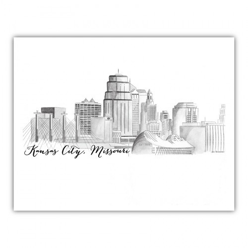 500x500 Made In Kansas City Online Marketplace Gt Prints Gt Kansas City - Watercolor City Skyline