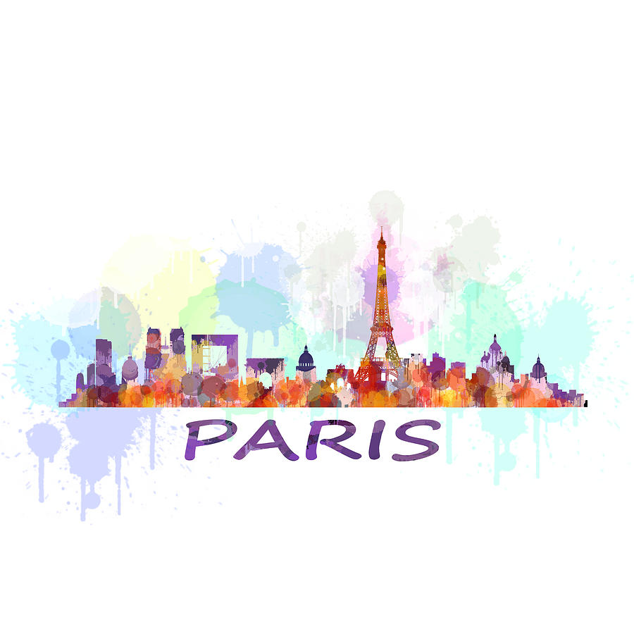 900x900 Paris City Skyline Hq Watercolor Digital Art By Hq Photo - Watercolor City Skyline