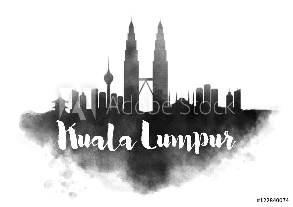 1000x707 Photo Amp Art Print Watercolor Kuala Lumpur City Skyline Europosters - Watercolor City Skyline