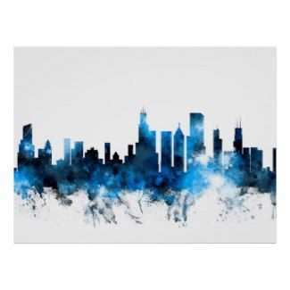 325x325 Watercolor City Skyline Poster Watercolor Home Decor Art In - Watercolor City Skyline