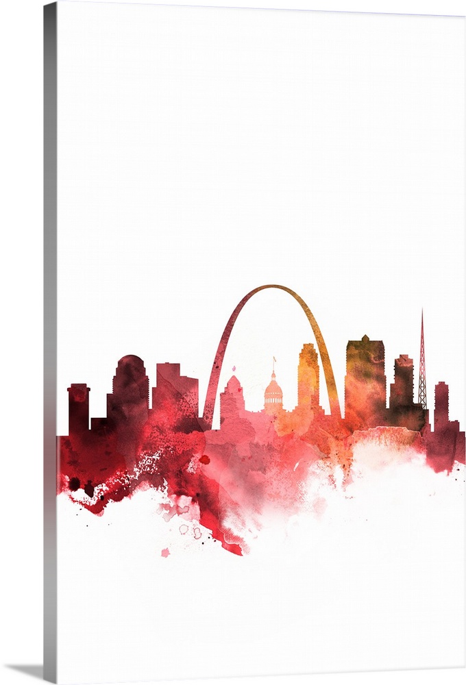 680x1000 St. Louis Watercolor Cityscape Wall Art, Canvas Prints, Framed - Watercolor Cityscape