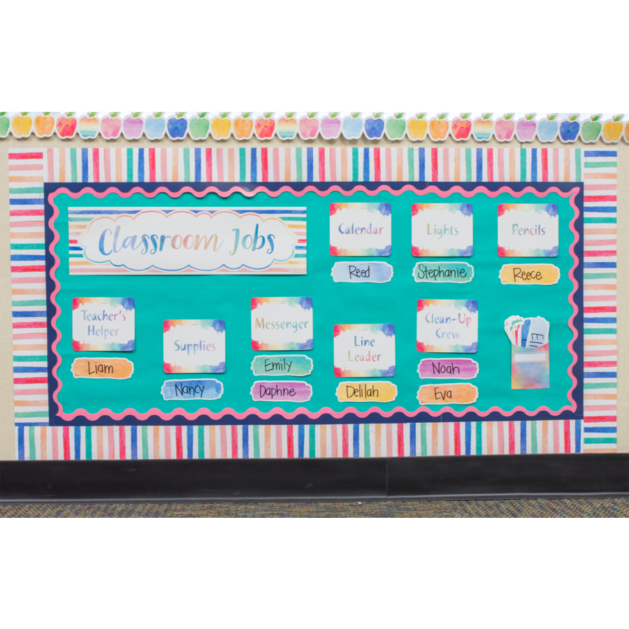 900x900 Watercolor Classroom Jobs Mini Bulletin Board - Watercolor Classroom