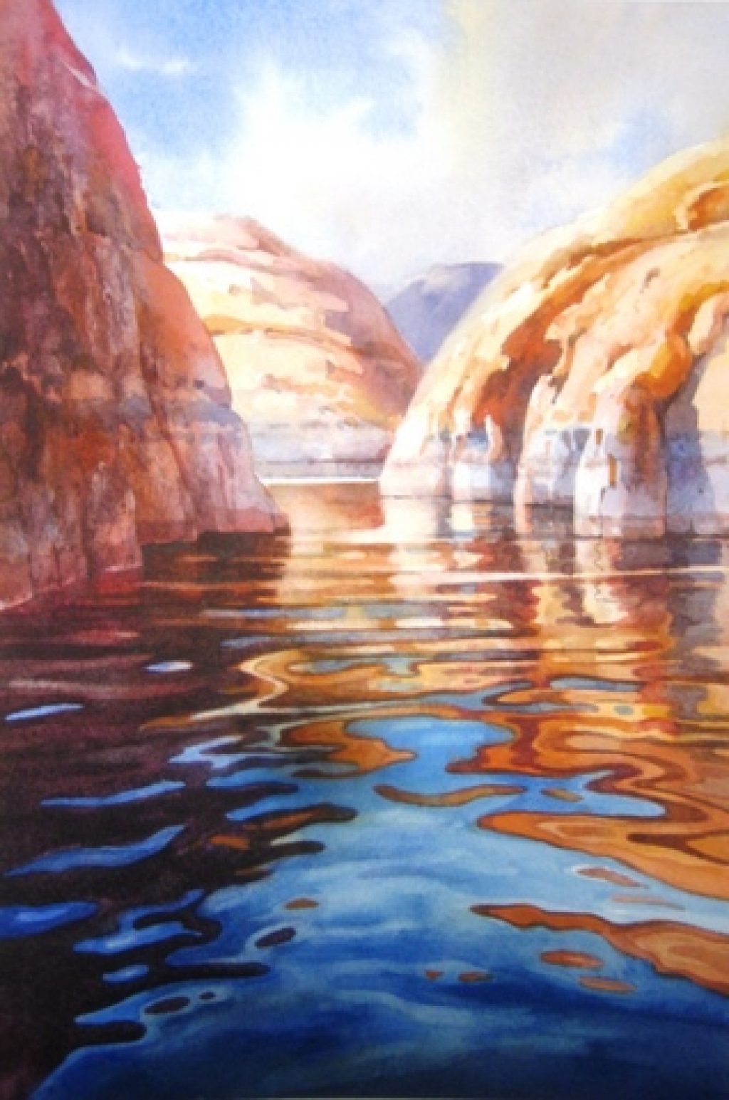 1024x1545 How To Paint Texture In Rocks And Cliffs Of Lake Powell Roland Lee - Watercolor Cliffs