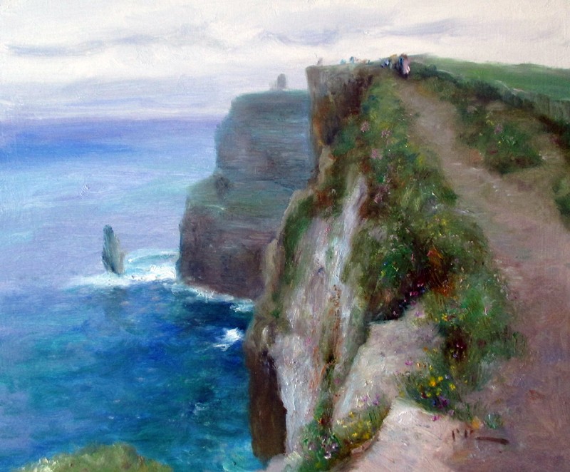 800x662 Paul Kelly Cliff Of Moher Painting Killarney Art Gallery - Watercolor Cliffs