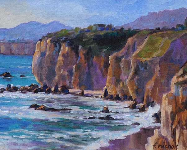 602x481 Watercolor, Oil, Pastel Artworks In The California Impressionist - Watercolor Cliffs