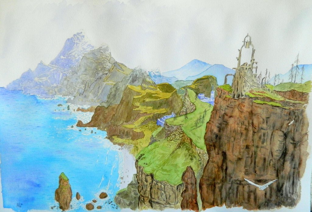 1024x698 Watercolor Cliffs. By Jalipuchi - Watercolor Cliffs