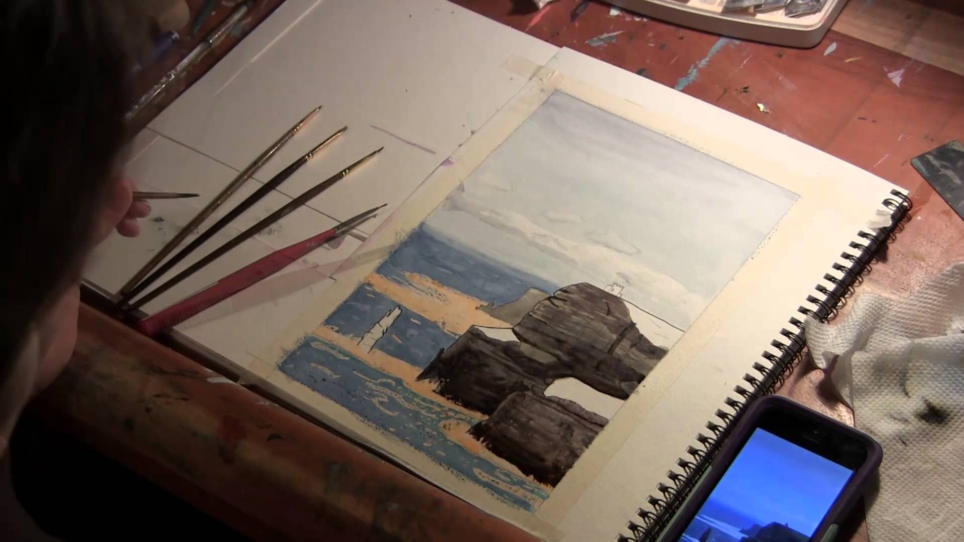 1920x1080 Watercolor Of Cliffs Of Moher In Ireland - Watercolor Cliffs