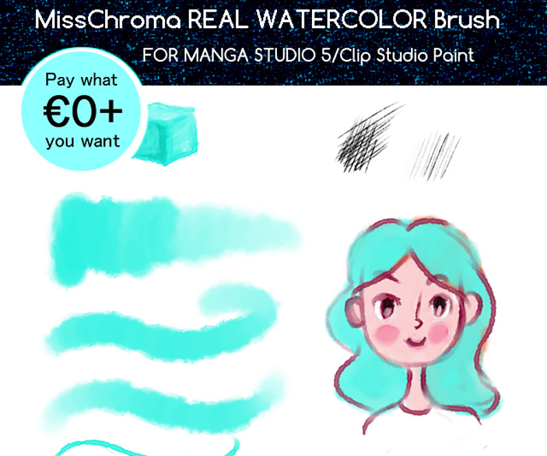 796x663 Real Watercolor Brush For Clip Studio Paint - Watercolor Clip Studio Paint