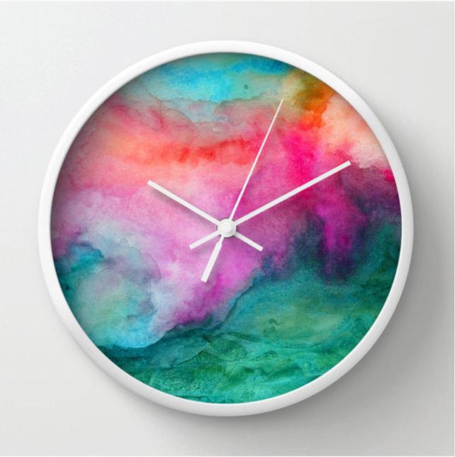 642x645 Watercolor Wall Clock Modern Home Decor Watercolor Design Etsy - Watercolor Clock