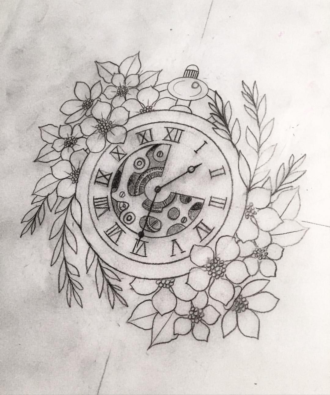 1080x1294 Watercolor Clock Tattoo - Watercolor Clock