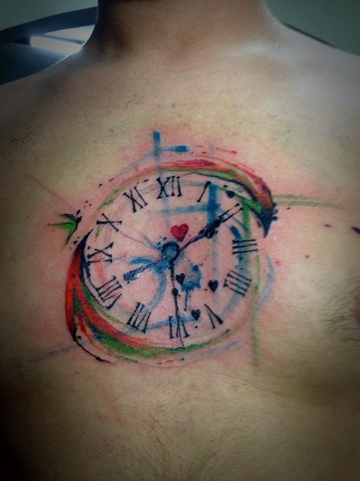 720x960 Watercolor Clock Tattoo Tattoos Tattoo, Tatting - Watercolor Clock