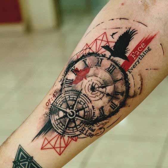 564x564 90 Coolest Forearm Tattoos Designs For Men And Women You Wish You Have - Watercolor Clock Tattoo