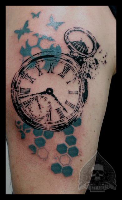 392x640 Clock By Pande Lee - Watercolor Clock Tattoo