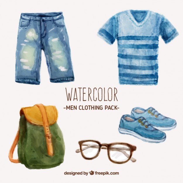 626x626 Watercolor Men Clothing Vector Free Download - Watercolor Clothes
