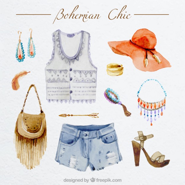 626x626 Watercolor Bohemian Clothes Vector Premium Download - Watercolor Clothes