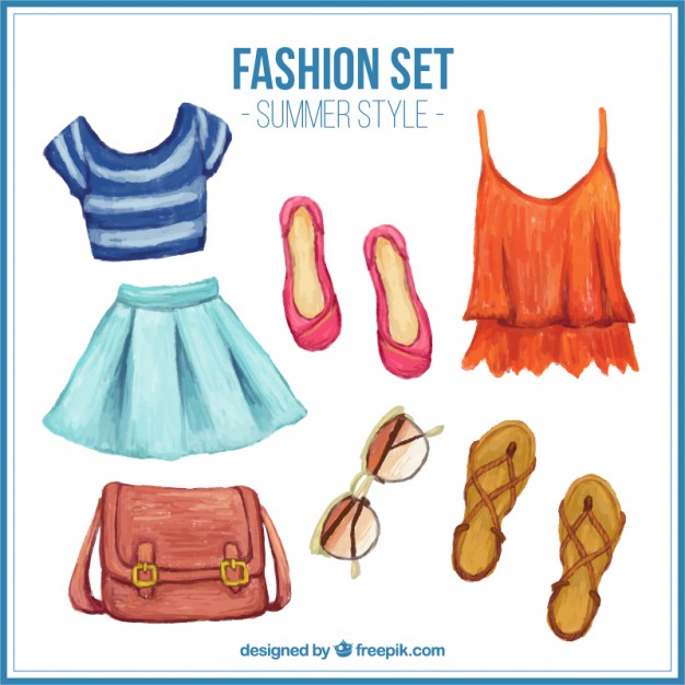 626x626 Watercolor Summertime Cute Clothes Vector Free Download - Watercolor Clothes