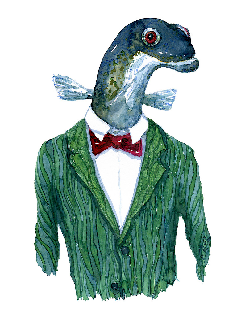 768x1024 Watercolor Animal Eal Aal Man In Suit Clothes Artwork By - Watercolor Clothes