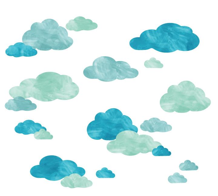 720x648 Cloud Watercolor Fabric Wall Decals Eco Wall Decals - Watercolor Clouds