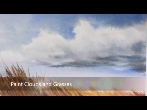 480x360 How To Paint Dramatic Clouds, Sky And Swaying Grass In Watercolor - Watercolor Clouds Techniques