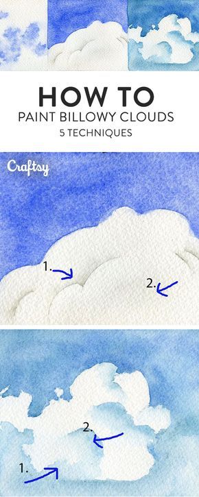 290x725 How To Paint Clouds 5 Ways Watercolor Tutorials - Watercolor Clouds Techniques