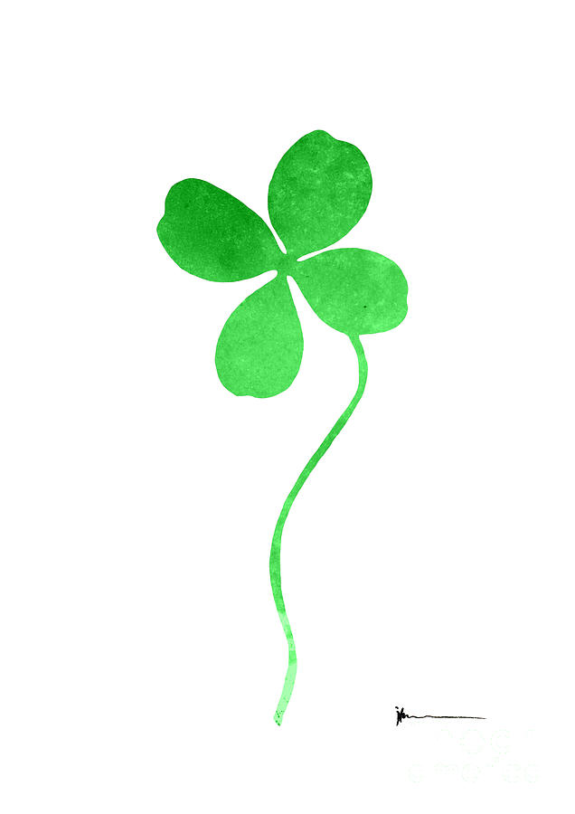 636x900 Four Leaf Clover Watercolor Art Print Painting Silhouette Painting - Watercolor Clover