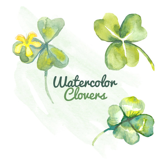 570x570 Watercolor Clovers Shamrocks Clip Art Clipart Water Color Wash - Watercolor Clover