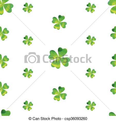 450x470 Watercolor Clover Seamless Pattern. Vector . - Watercolor Clover