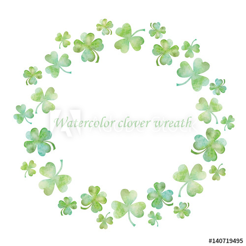500x500 Watercolor Green Clover Wreath - Watercolor Clover