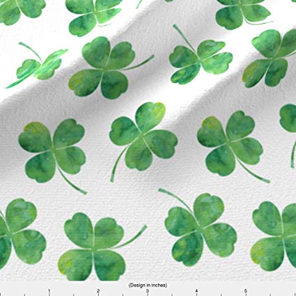 425x425 Spoonflower Four Leaf Clover Fabric Shamrock Toss - Watercolor Clover