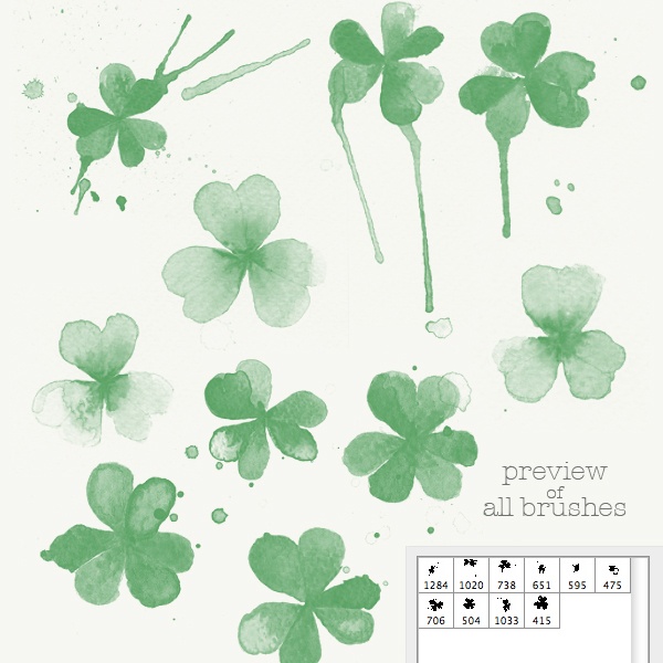 600x600 Photoshop Brushes - Watercolor Clover