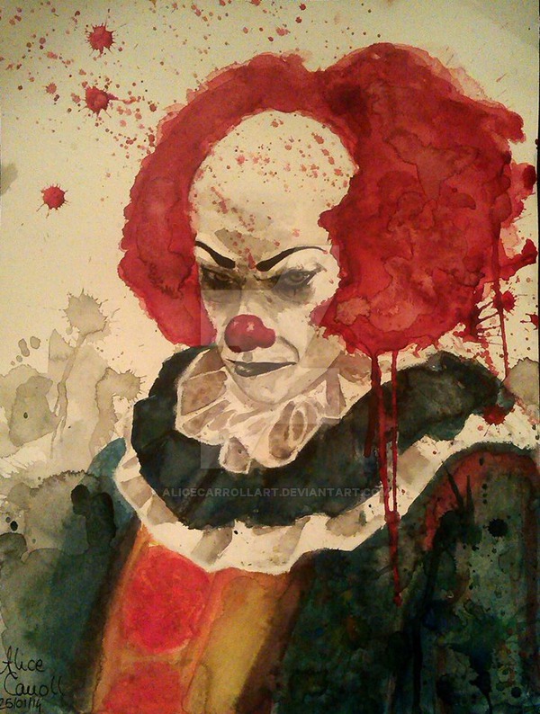 600x794 Pennywise The Clown 36x48cm Watercolor By Alicecarrollart On - Watercolor Clown