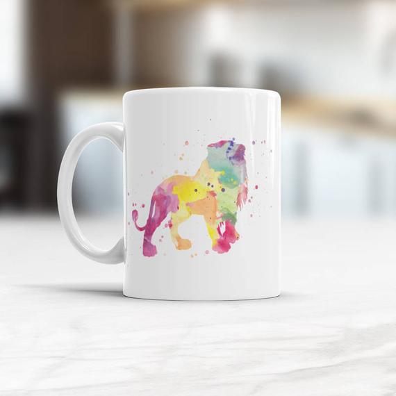 570x570 Lion Coffee Mug Lion King Mug Gift For Brother Watercolor Etsy - Watercolor Coffee Cup