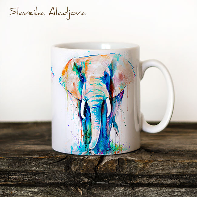 650x650 Elephant Watercolor Coffee Mug - Watercolor Coffee Mug