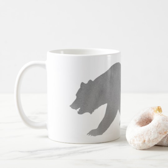 540x540 Gray Bear Watercolor Coffee Mug Alaska Grizzly - Watercolor Coffee Mug