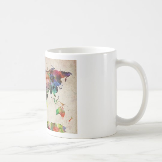 540x540 World Map Urban Watercolor Coffee Mug - Watercolor Coffee Mug