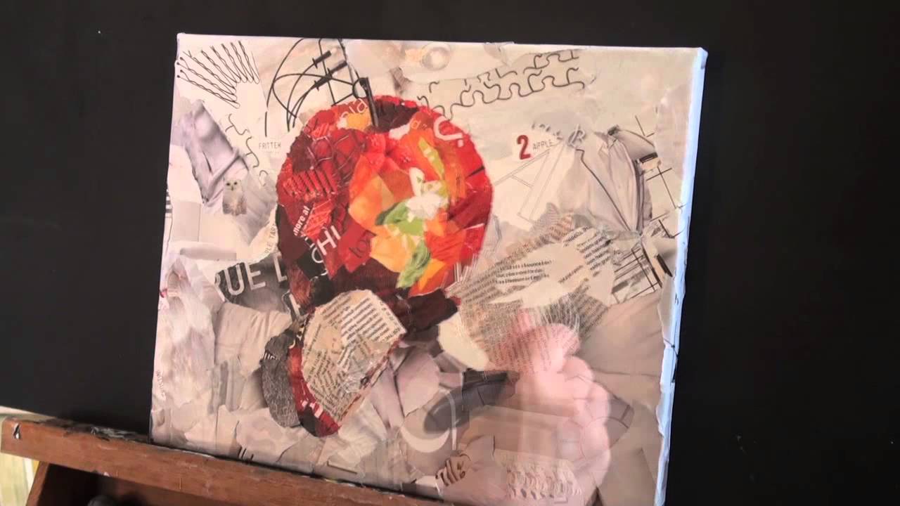 1280x720 Collage From Torn Magazines Timplapsed, Akron Artist, Deborah - Watercolor Collage Techniques