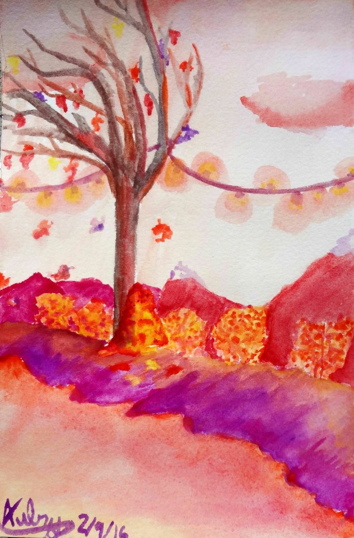 725x1101 Warm Color Scheme Watercolor By Aubry Strawberry - Watercolor Color Schemes