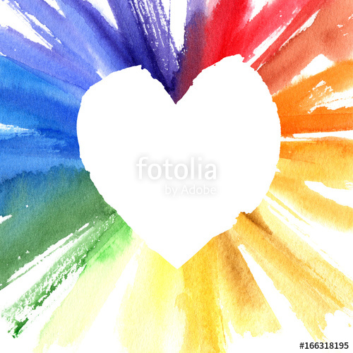 500x500 Watercolor Color Wheel Heart Frame. Greeting Card With Copyspace - Watercolor Color Wheel