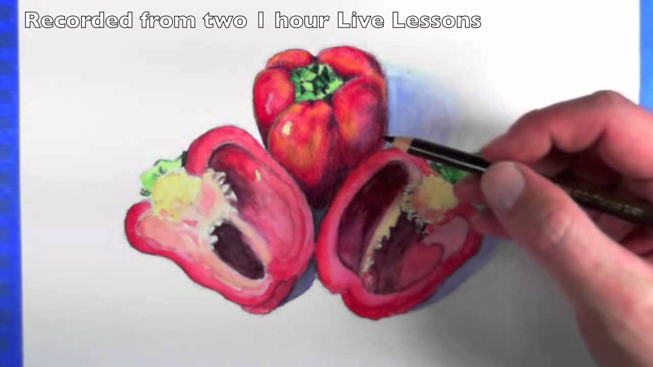 1280x720 Watercolor And Colored Pencils Live Lesson Excerpts - Watercolor Colored Pencils