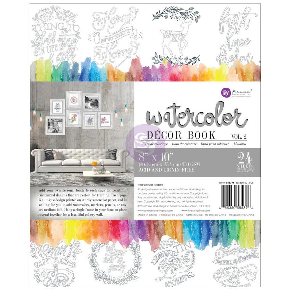 1000x1000 Decor Vol 2 Watercolor Coloring Book 8x10 585396 Prima Marketing - Watercolor Coloring Book