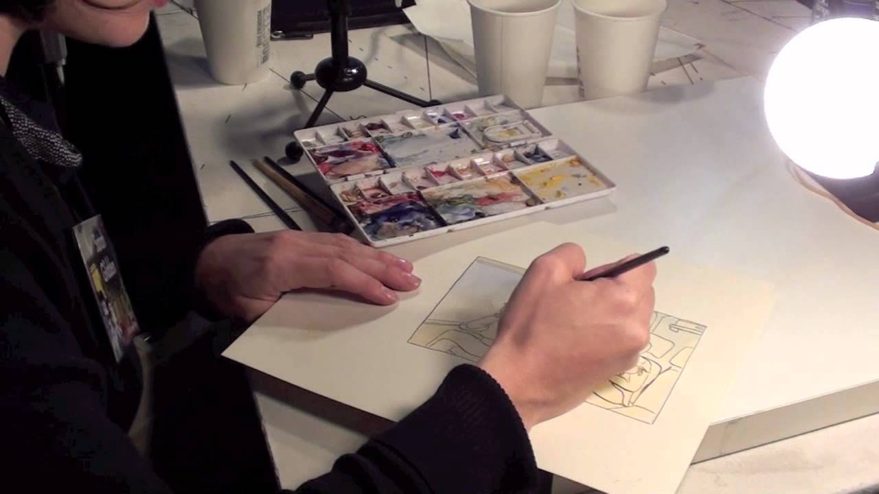 1280x720 Sarah Glidden Watercolor For Comics, Part 1 Of 3 - Watercolor Comic