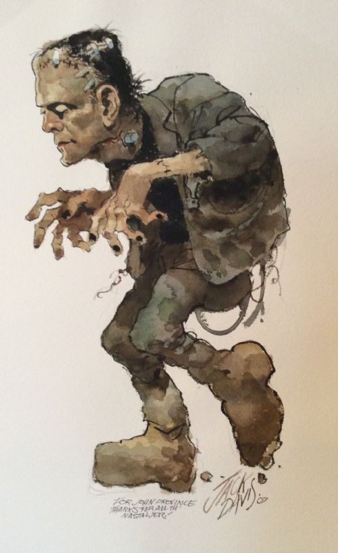 490x800 Frankenstein Watercolor Comic Art. Frankenstein Watercolor Artist - Watercolor Comic