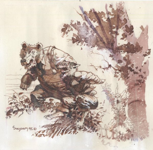 600x591 85 Suydam Brer Rabbit Watercolor Original Comic Art - Watercolor Comic Art