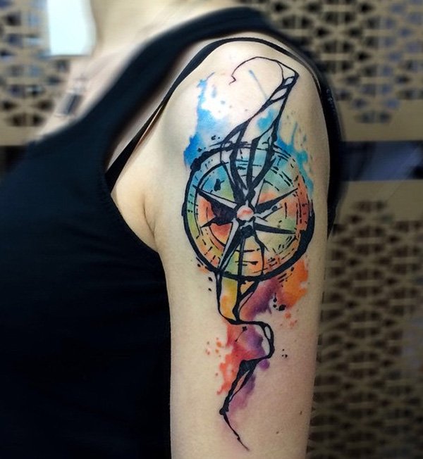 Watercolor Compass Tattoo At Explore Collection Of