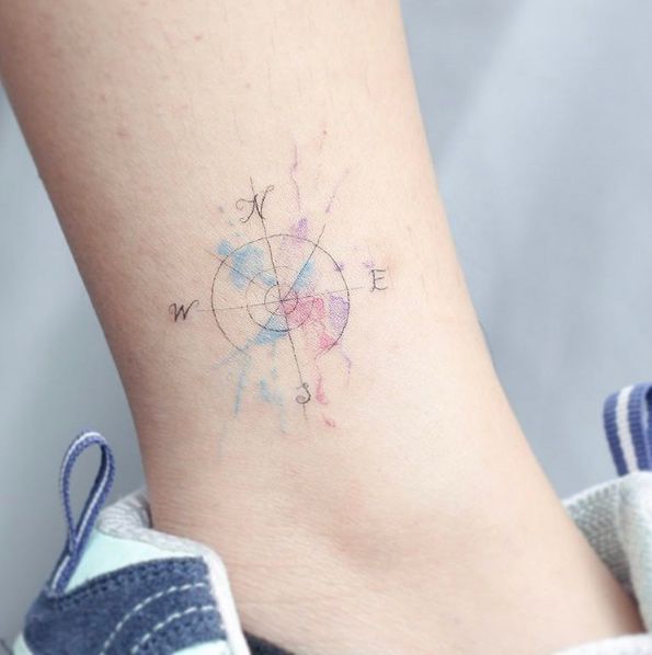 595x598 Small Tattoos Every Girl Dreams About Getting Tattoos On - Watercolor Compass Tattoo