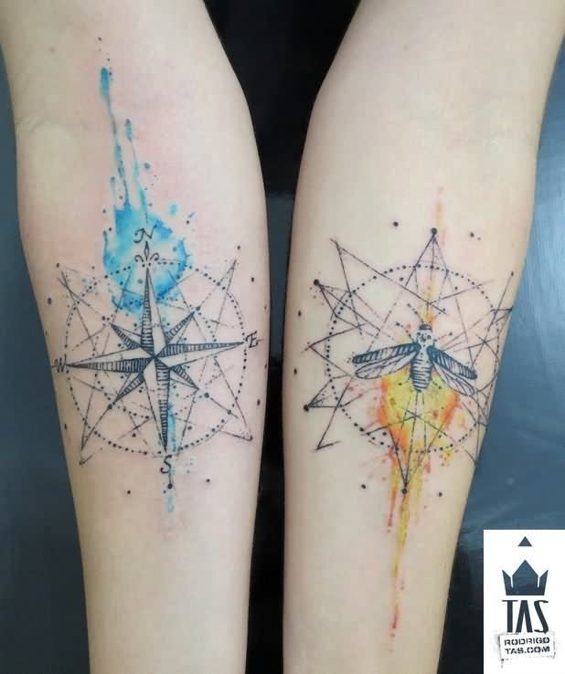 618x738 Watercolor Nautical Compass Tattoos - Watercolor Compass Tattoo