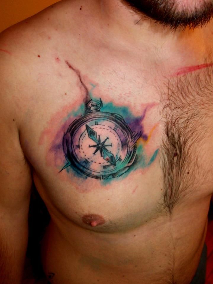 720x960 Watercolor Tattoos Compass Ideas - Watercolor Compass Tattoo