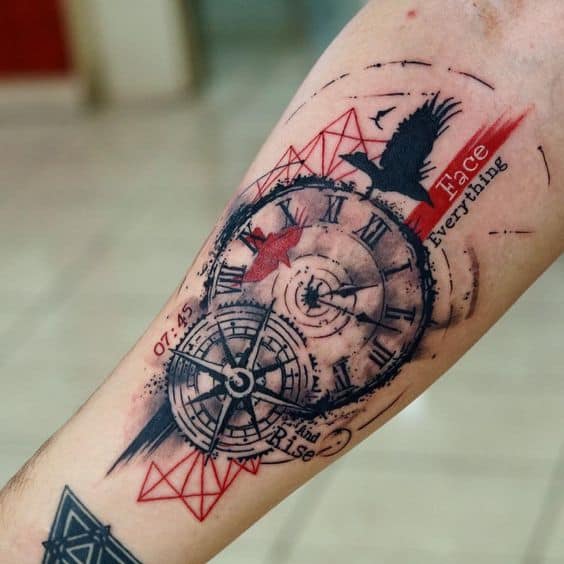 564x564 120 Best Compass Tattoos For Men Improb - Watercolor Compass Tattoo