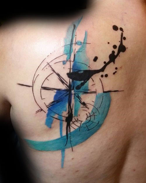 500x625 40 Watercolor Compass Tattoo Designs For Men - Watercolor Compass Tattoo